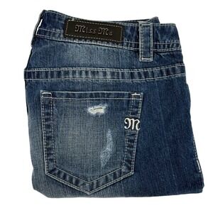 Miss Me Jeans Womens 28‎ Boyfriend Ankle Distressed Ripped Dark Wash